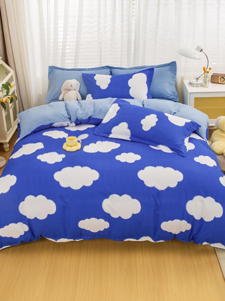Cloud Pattern Duvet Cover Set Without Filler, Creative Fabric Duvet Cover Set For Bedroom - Multicolor - View 1