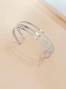 多層設計開口頸鏈 - 銀色 - 查看 4