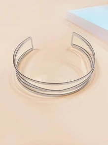 多層設計開口頸鏈 - 銀色 - 查看 3