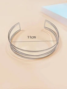 多層設計開口頸鏈 - 銀色 - 查看 5