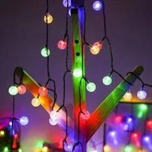 太陽能led燈串,戶外防水裝飾照明,適用於別墅、花園、露台、陽台,搭配彩色水晶球、星形吊墜 - 彩色 - 查看 2