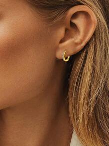 FOREVER QUEEN 925 純銀方晶鋯石擁抱圈耳環銀色/金黃色/玫瑰金女士男士 - 金色 - 查看 3