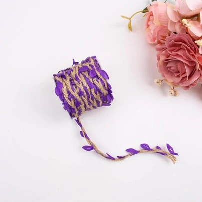 1卷纖維DIY織帶，用於縫紉現代葉形裝飾織帶