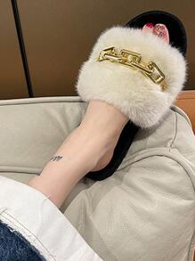 Dép nữ trang trí chuỗi phòng ngủ, Dép đi trong nhà thời trang - trắng - Xem 2