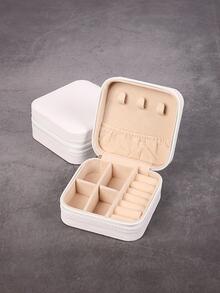 1pc Mini Jewelry Travel Case, Small Travel Jewelry Organizer, Portable Jewelry Box Travel Mini Storage - White - View 2
