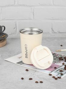 1pc Letter Graphic Insulated Bottle Water Bottle - White - View 1