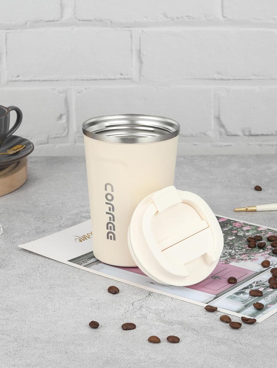 1pc Letter Graphic Insulated Bottle Water Bottle - White - View 1