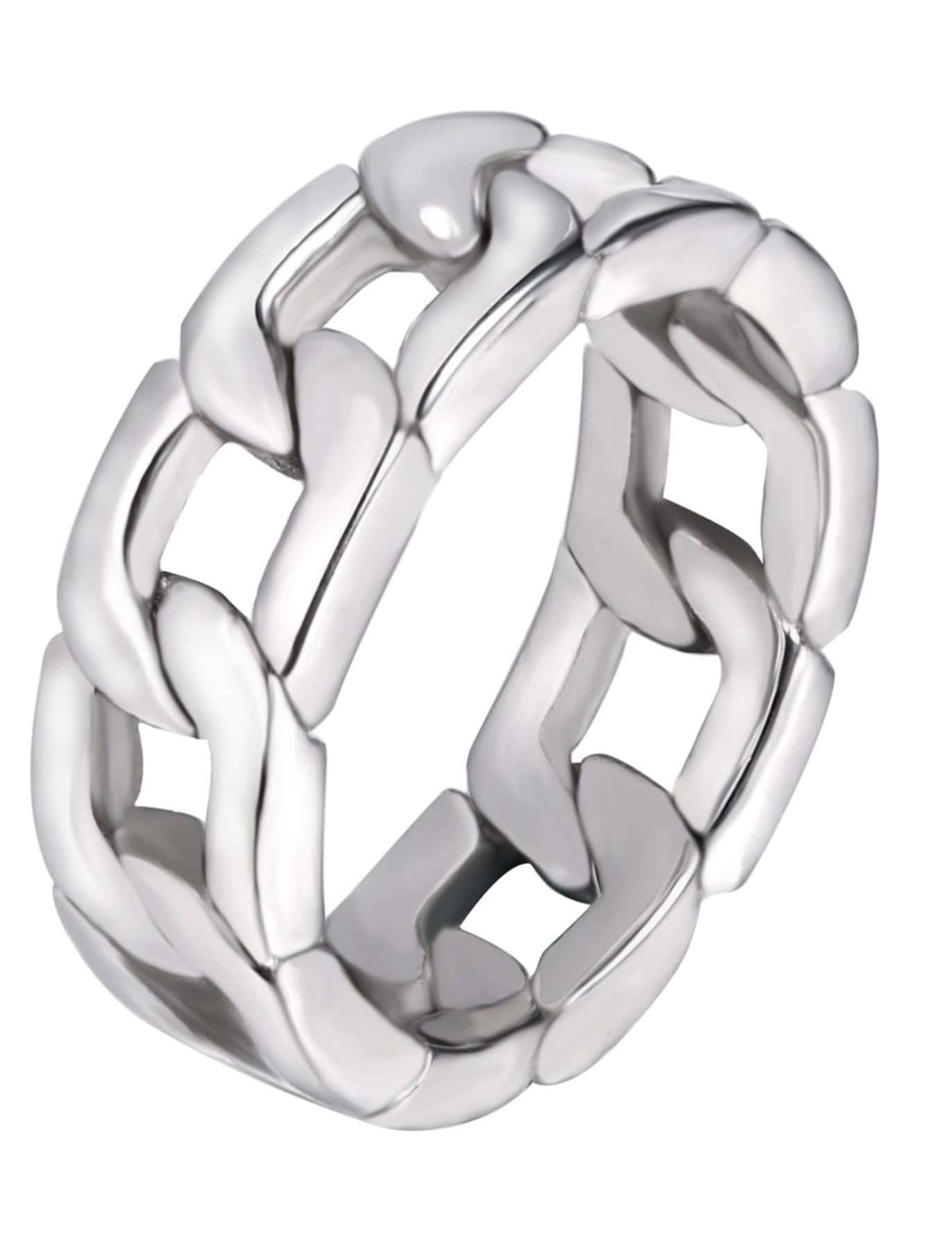 鏈條設計戒指 - 銀色 - 查看 1