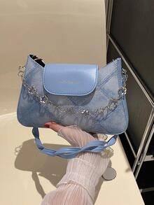 Túi đeo vai nữ denim - Màu xanh lam - Xem 7