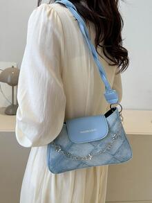 Túi đeo vai nữ denim - Màu xanh lam - Xem 2