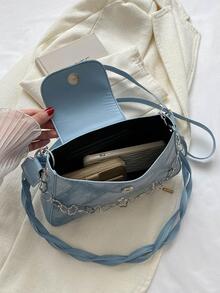 Túi đeo vai nữ denim - Màu xanh lam - Xem 6