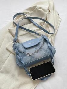 Túi đeo vai nữ denim - Màu xanh lam - Xem 4