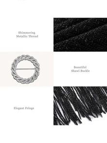 Unicra Shawls and Wraps for Evening Dress Party Scarf with Crystal Buckle Weddings Accessories for Bride and Bridesmaids - 黑色 - 查看 4