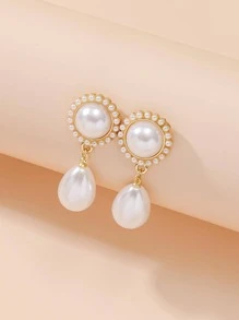 1 Pair Retro Style Pearl Pendant Earrings