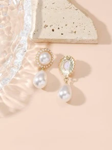 1 Pair Retro Style Pearl Pendant Earrings