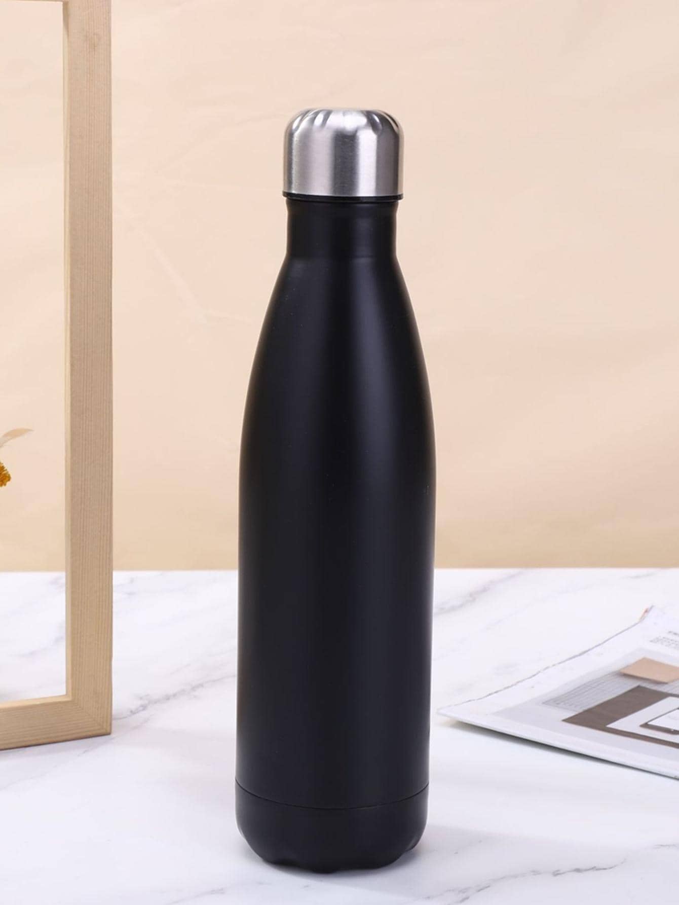 1pc Stainless Steel Insulated Bottle Back To School - Black - View 1