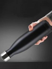 1pc Stainless Steel Insulated Bottle Back To School - Black - View 2