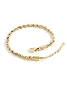 極簡鏈式腳鏈不銹鋼金色黃色身體鏈 - 金黃色 - 查看 2