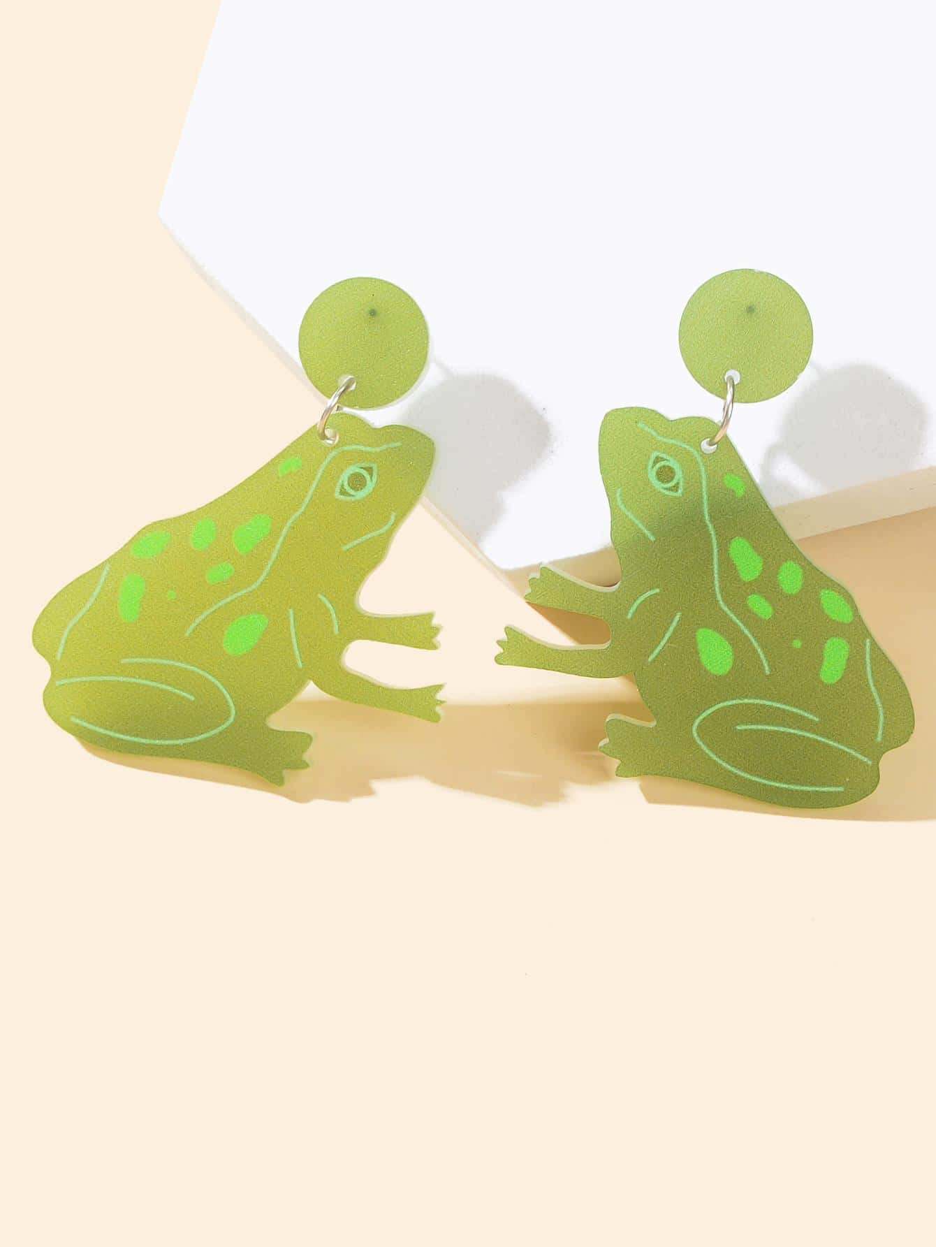 1雙創意青蛙造型懸垂耳環適合女士適用於假期 - 綠色 - 查看 1
