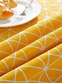 1pc Bohemian Yellow Geometric Linen Rectangular Tablecloth, Modern Minimalist, Geometric Pattern, Fresh, Suitable For Dining Table, Coffee Table, Bedside Cabinet, Applicable For Dining Room, Party, Picnic, Camping, Birthday, All Seasons - Yellow - View 3