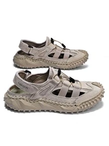 Men's Handmade Hollow Out Casual Sandals For Outdoor Beach Wear - Khaki - View 2