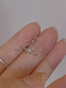 1對時尚銅方晶鋯石細節心適合女士適用於禮品 - 銀色 - 查看 3