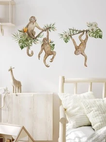 1入組猴子圖案牆貼 - 彩色 - 查看 1