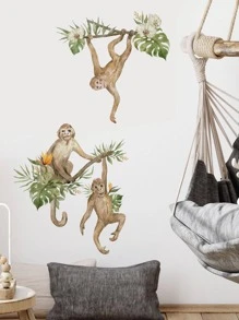 1入組猴子圖案牆貼 - 彩色 - 查看 5
