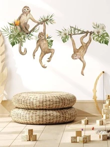 1入組猴子圖案牆貼 - 彩色 - 查看 4
