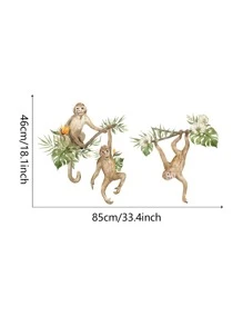 1入組猴子圖案牆貼 - 彩色 - 查看 7