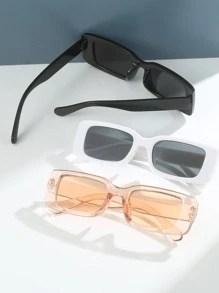 3副方形框架时尚眼镜，适合旅行，可爱色调，海滩配件，适合夏季海滩度假、户外、旅行 - 彩色 - 查看 2