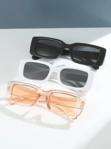 3副方形框架时尚眼镜，适合旅行，可爱色调，海滩配件，适合夏季海滩度假、户外、旅行 - 彩色 - 查看 1