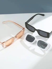 3副方形框架时尚眼镜，适合旅行，可爱色调，海滩配件，适合夏季海滩度假、户外、旅行 - 彩色 - 查看 4