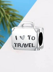 HuooNew 1pc Suitcase Design Sterling Silver DIY Bead - Silver - View 2