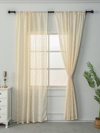 素色鏤空單片透視窗簾