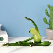 1入組青蛙形裝飾工藝品，用於客廳裝飾現代樹脂裝飾物 - 綠色 - 查看 3