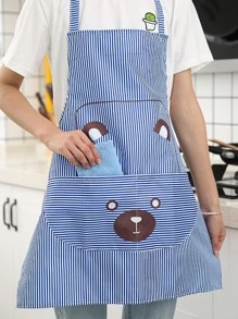 1pc Cartoon Bear Pattern Apron - Blue - View 2