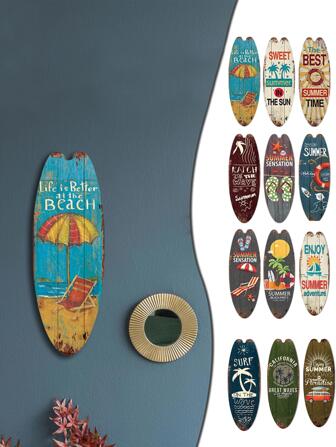 1 pièce Panneau décoratif en bois de planche de surf, décoration de maison, décoration de chambre, décoration murale