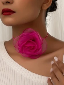 Tropiscape 1 Peça Choker de Colar com Flor Fantasma de Veludo Roseta para Mulheres, Dia dos Namorados, Mãe, Dia das Mães, Presente, Praia, Outono