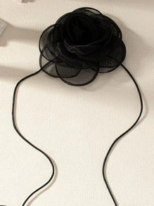1 chiếc vòng cổ choker hoa hồng nhung hình hoa ma quái dành cho phụ nữ ngày lễ tình nhân - màu đen - Xem 3
