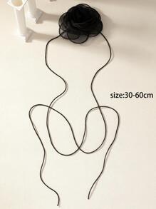 1 chiếc vòng cổ choker hoa hồng nhung hình hoa ma quái dành cho phụ nữ ngày lễ tình nhân - màu đen - Xem 4