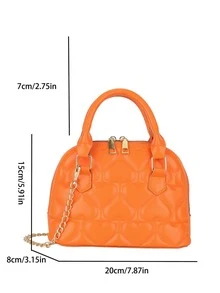 New Heart Shaped Seashell Clutch Bag With Metal Chain - Orange - View 5