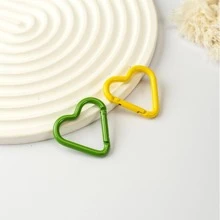 2pcs Solid Color Heart Shaped Couple Keychains, DIY Keychain Accessories, Carabiner Clips, Backpack Hooks - Multicolor - View 11
