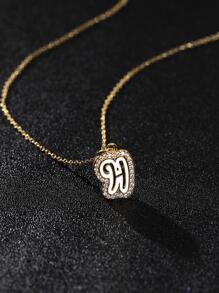 قلادة موضة نحاس مكعب زركونيا زخرفة تعليقة حرف للنساء للحفلة قطعة واحدة