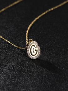 قلادة موضة نحاس مكعب زركونيا زخرفة تعليقة حرف للنساء للحفلة قطعة واحدة