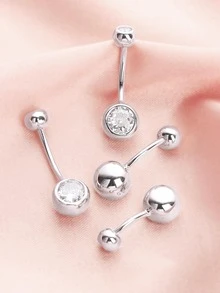 1pc Fashion Sterling Silver Cubic Zirconia Decor Belly Stud For Women For Daily Decoration - Silver - View 4