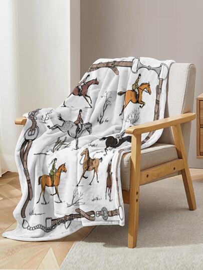 1 pieza Manta con patrón de caballo moderno de tela para sala de estar con dormitorio