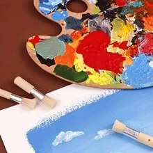 3入組油畫刷藍色塑膠薄繪畫刷適用於繪畫