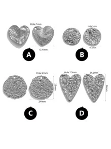 5 件不锈钢波西米亚心形压花吊坠爱心编织 DIY 连接器 - 銀色 - 查看 6