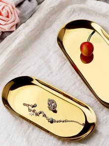 1pc Stainless Steel Gold-color Tray - Gold - View 5